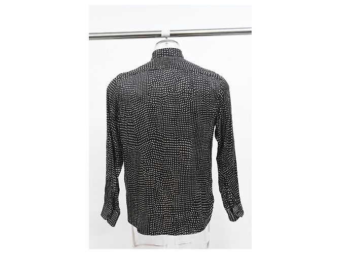 Camicia Pointillismo Saint Laurent in seta nera - vista 8