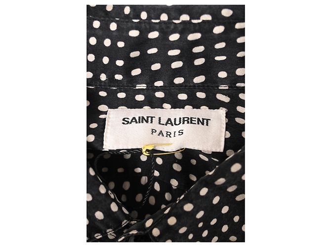 Camicia Pointillismo Saint Laurent in seta nera - vista 9