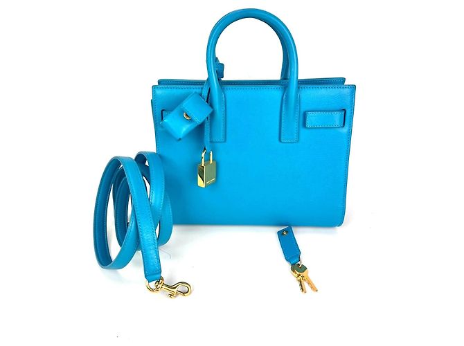 Borsa a tracolla in pelle blu Sac De Jour di Saint Laurent - vista 3