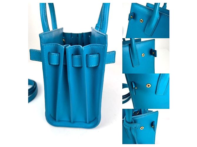 Borsa a tracolla in pelle blu Sac De Jour di Saint Laurent - vista 6