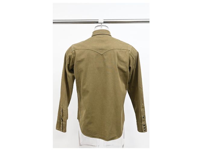 Camicia con bottoni Saint Laurent con tasche in cotone oliva Verde Verde oliva - vista 8