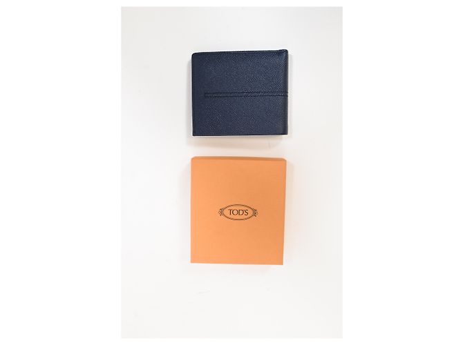 Billetera bifold Tod's en cuero Saffiano azul marino - vista 14