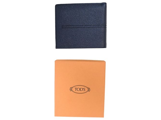 Billetera bifold Tod's en cuero Saffiano azul marino - vista 8