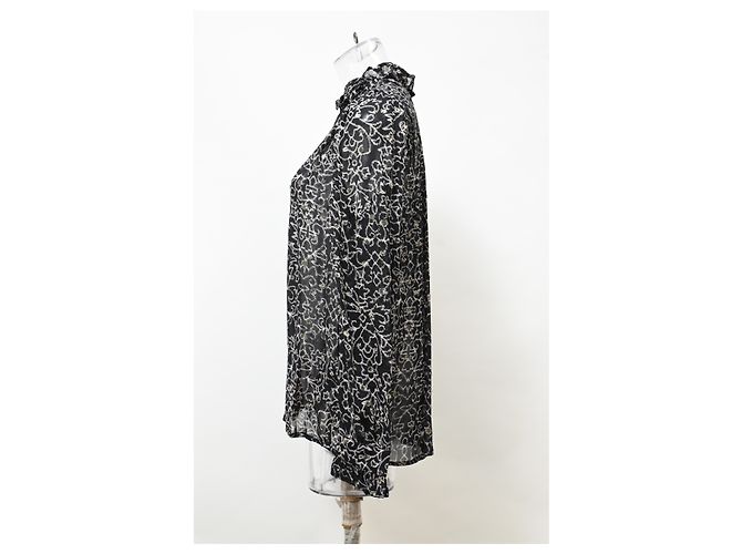 Camicia a maniche lunghe stampata Ba&sh Amelia in viscosa nera - vista 7