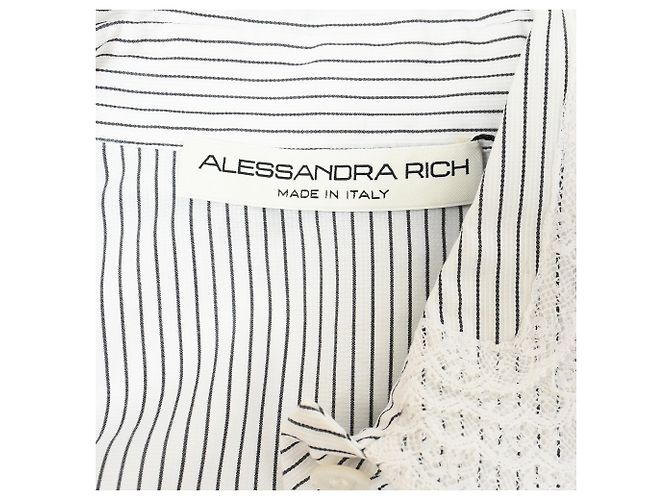 Blusa de algodón blanco a rayas con encaje de Alessandra Rich - vista 4