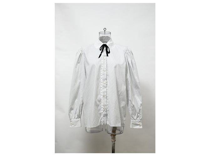 Blusa de algodón blanco a rayas con encaje de Alessandra Rich - vista 6