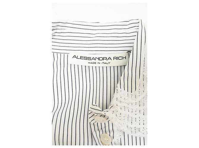Blusa de algodón blanco a rayas con encaje de Alessandra Rich - vista 9