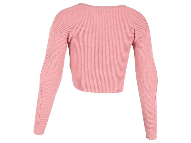 Self portrait Rippstrick-Cropped-Pullover aus rosa Wolle von Self-Portrait Braun Pink - Ansicht 3