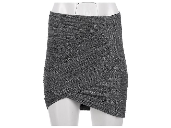 Iro Brendal Drapierte Metallic Strick Minirock aus silbernem Polyester Metallisch - Ansicht 7