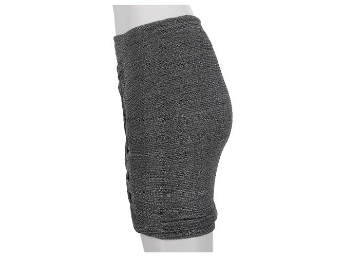 Iro Brendal Drapierte Metallic Strick Minirock aus silbernem Polyester Metallisch - Ansicht 8