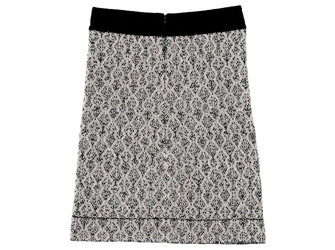 Sandro Jazz Metallic Jacquard Strick Minirock aus schwarzer Wolle - Ansicht 2