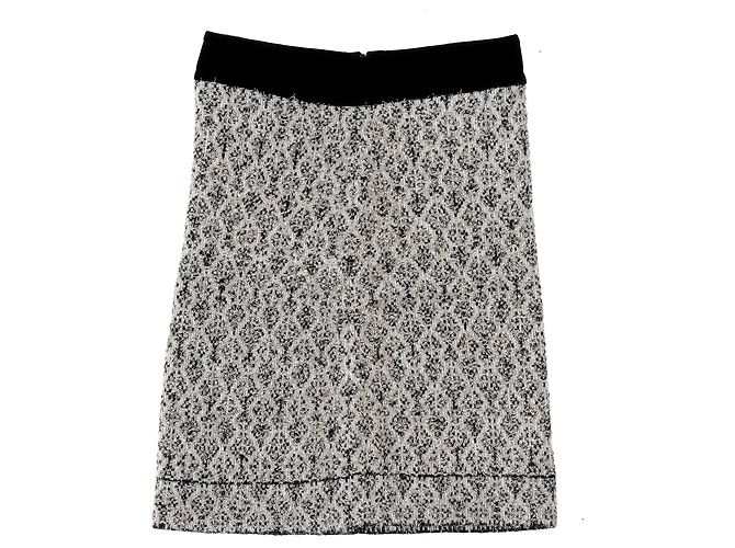 Sandro Jazz Metallic Jacquard Strick Minirock aus schwarzer Wolle - Ansicht 5