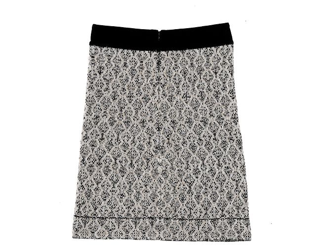 Sandro Jazz Metallic Jacquard Strick Minirock aus schwarzer Wolle - Ansicht 6