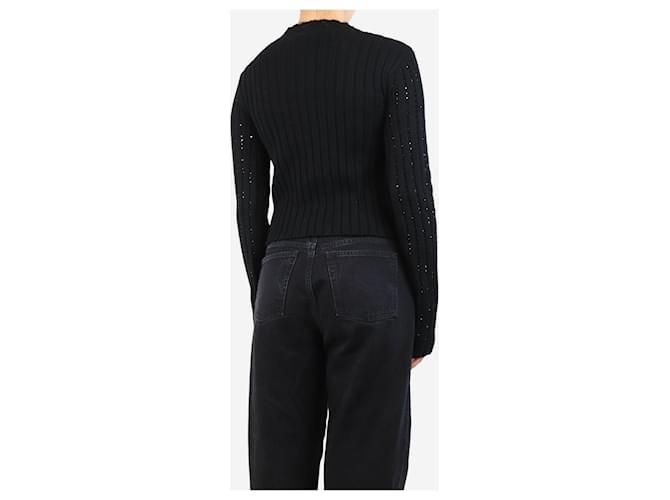 Anthony Vaccarello Schwarzer Strickpullover aus Swarovski-Kristall - Größe S - Ansicht 2