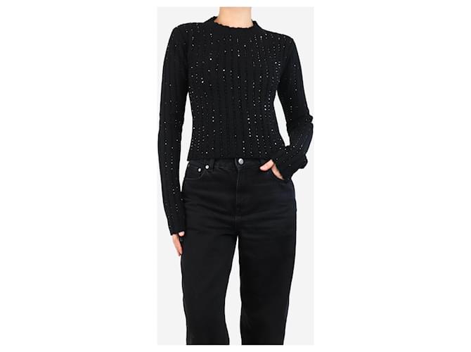 Anthony Vaccarello Schwarzer Strickpullover aus Swarovski-Kristall - Größe S - Ansicht 3