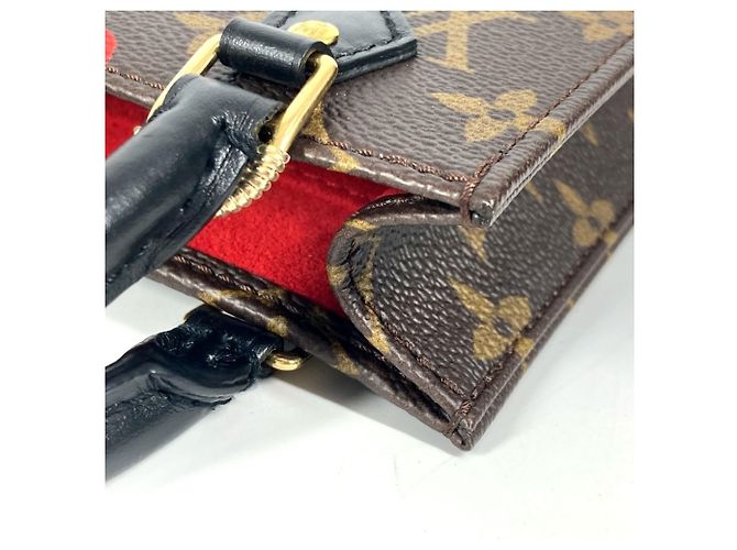 Borsa Petite Sac Plat Monogram Louis Vuitton Marrone Rosso Monogramma - vista 10