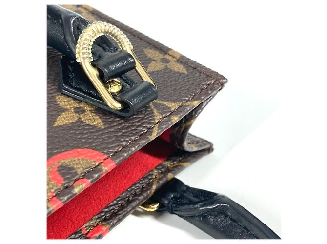 Borsa Petite Sac Plat Monogram Louis Vuitton Marrone Rosso Monogramma - vista 13