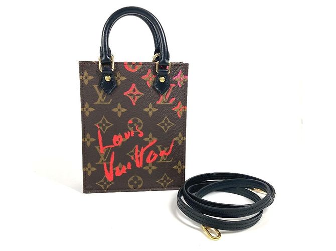 Borsa Petite Sac Plat Monogram Louis Vuitton Marrone Rosso Monogramma - vista 18