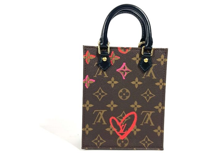 Borsa Petite Sac Plat Monogram Louis Vuitton Marrone Rosso Monogramma - vista 2