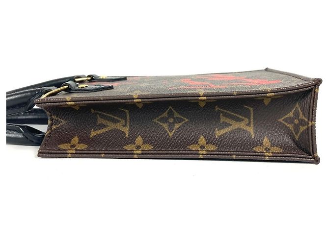 Borsa Petite Sac Plat Monogram Louis Vuitton Marrone Rosso Monogramma - vista 3