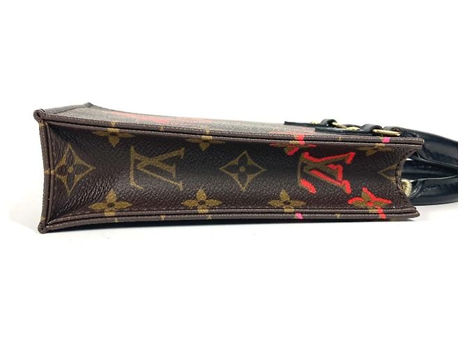 Borsa Petite Sac Plat Monogram Louis Vuitton Marrone Rosso Monogramma - vista 4