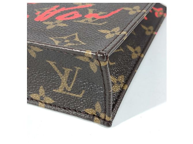 Borsa Petite Sac Plat Monogram Louis Vuitton Marrone Rosso Monogramma - vista 6