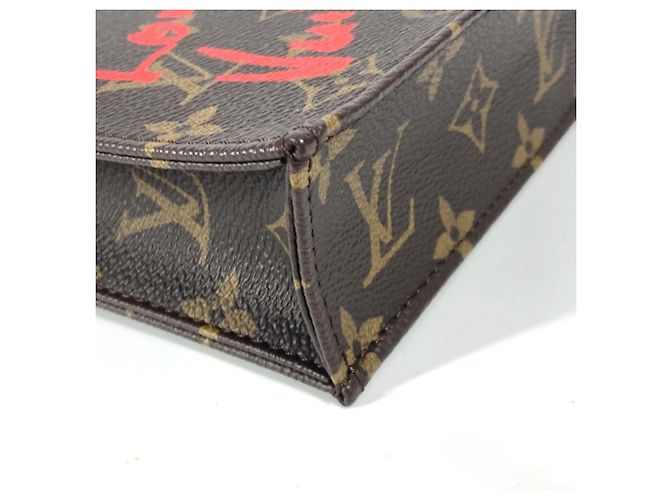 Borsa Petite Sac Plat Monogram Louis Vuitton Marrone Rosso Monogramma - vista 7