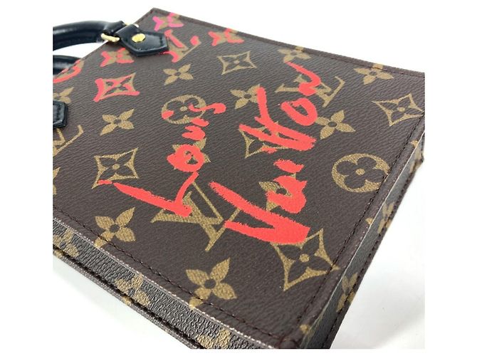 Borsa Petite Sac Plat Monogram Louis Vuitton Marrone Rosso Monogramma - vista 8