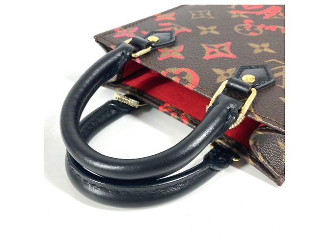 Borsa Petite Sac Plat Monogram Louis Vuitton Marrone Rosso Monogramma - vista 9