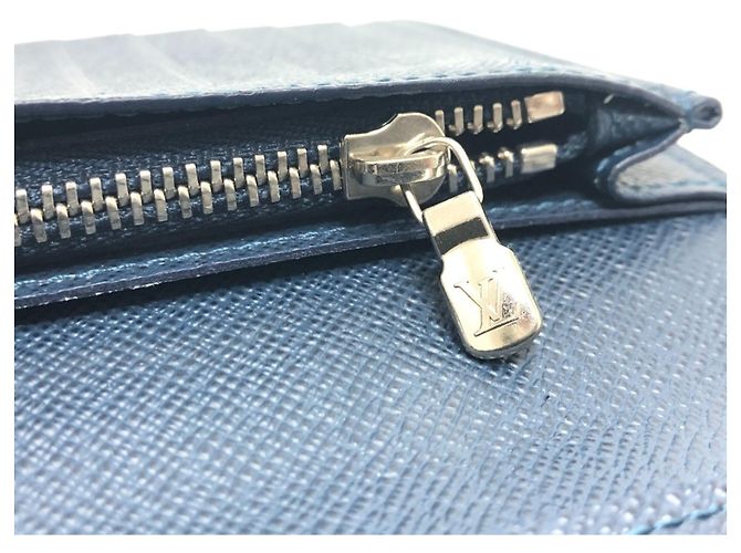 Cartera Larga Brazza en Stripe Taiga Louis Vuitton Azul Burdeos - vista 12