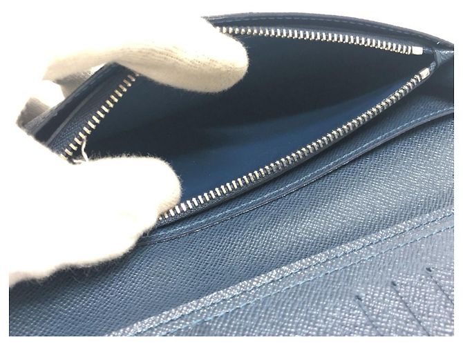 Cartera Larga Brazza en Stripe Taiga Louis Vuitton Azul Burdeos - vista 13