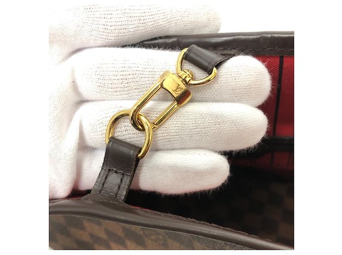 Borsa tote Neverfull MM di Louis Vuitton Marrone Damier ebene - vista 11