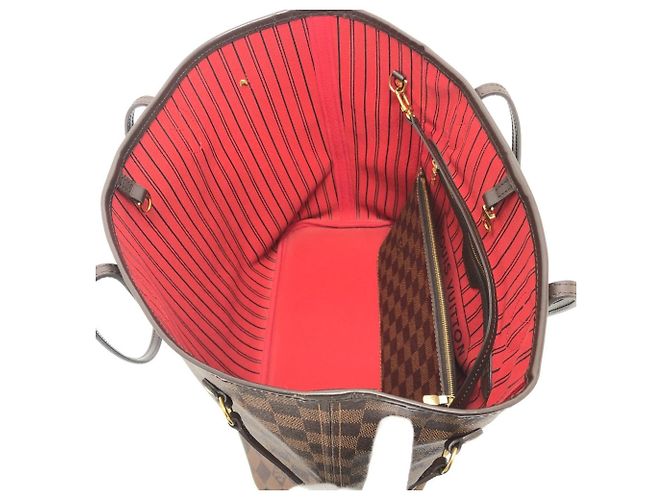 Borsa tote Neverfull MM di Louis Vuitton Marrone Damier ebene - vista 8