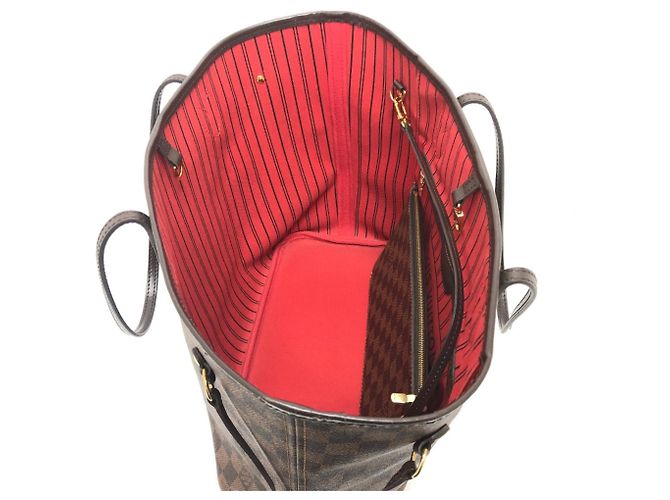 Borsa tote Neverfull MM di Louis Vuitton Marrone Damier ebene - vista 9