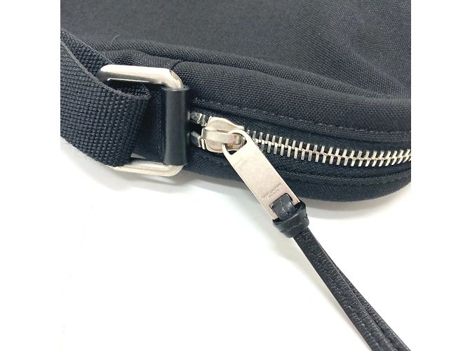 Borsa a spalla in tela e pelle nera Saint Laurent Nero - vista 11