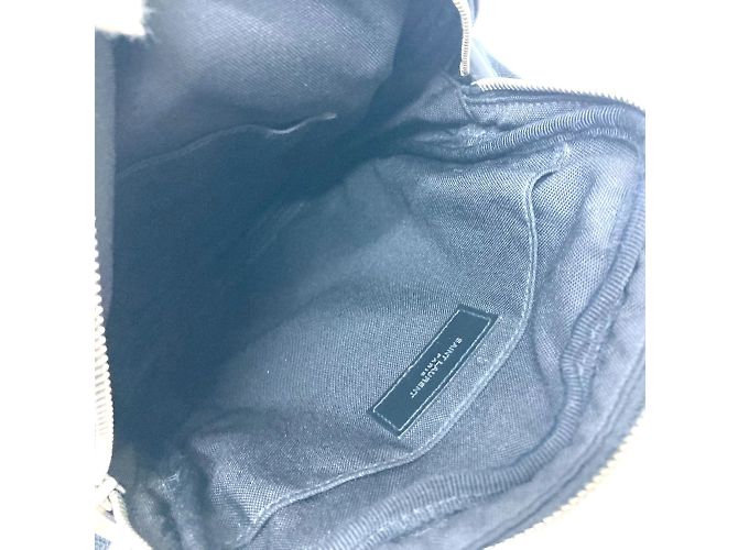 Borsa a spalla in tela e pelle nera Saint Laurent Nero - vista 14