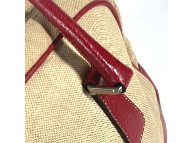 Prada Bicolor-Dreieckslogo-Plattentasche Rot Beige - Ansicht 10