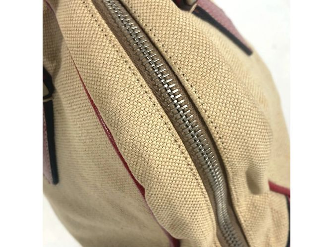 Prada Bicolor-Dreieckslogo-Plattentasche Rot Beige - Ansicht 11