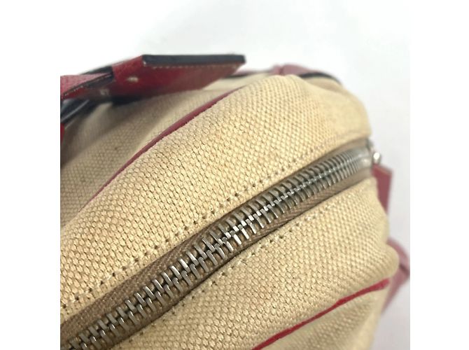 Prada Bicolor-Dreieckslogo-Plattentasche Rot Beige - Ansicht 12