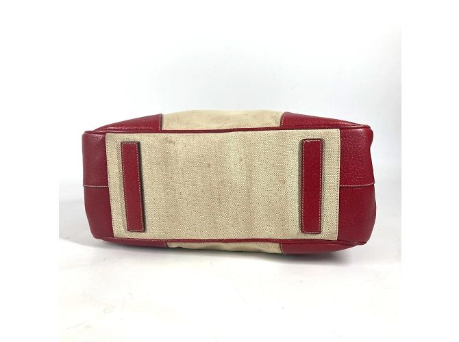 Prada Bicolor-Dreieckslogo-Plattentasche Rot Beige - Ansicht 5