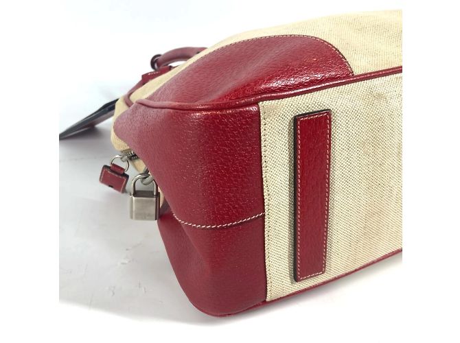 Prada Bicolor-Dreieckslogo-Plattentasche Rot Beige - Ansicht 7