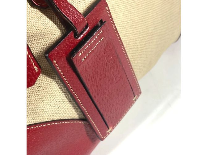 Prada Bicolor-Dreieckslogo-Plattentasche Rot Beige - Ansicht 9