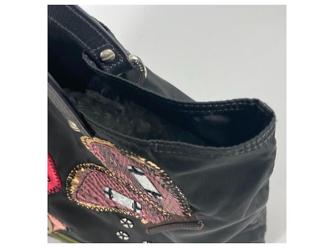 Tote Borsa a spalla ricamata con fiori Prada Nero Multicolore - vista 10