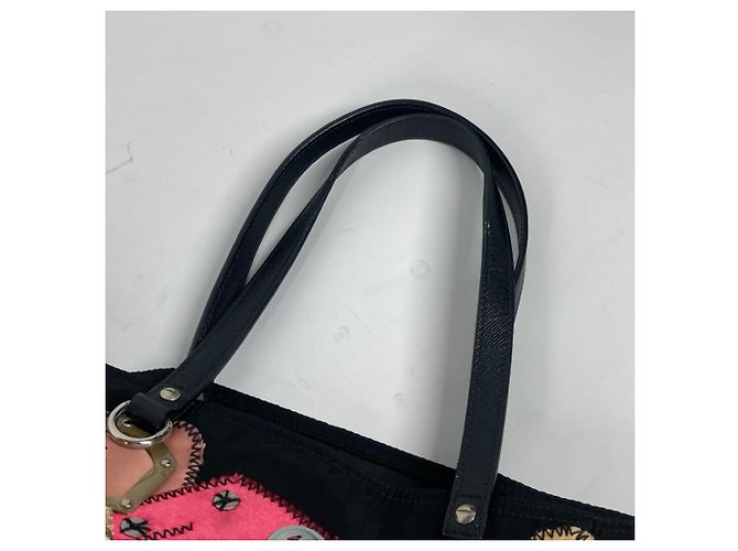 Tote Borsa a spalla ricamata con fiori Prada Nero Multicolore - vista 8