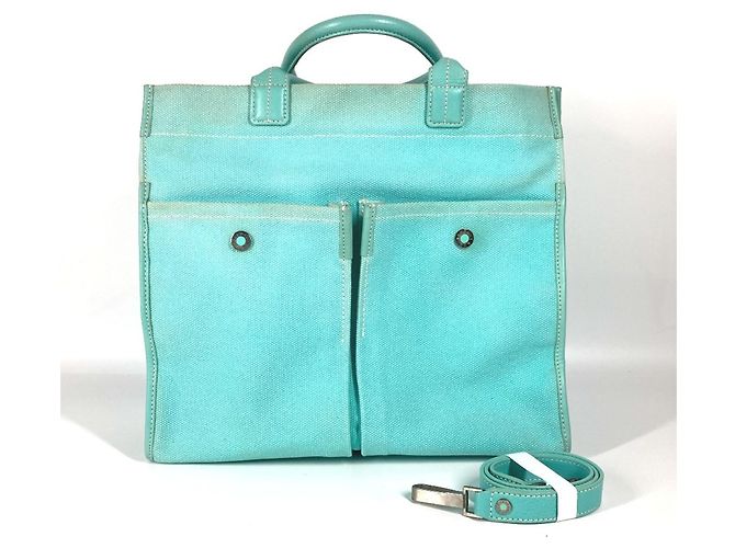 Tiffany & Co. Blaue Canvas-Handtasche - Ansicht 5