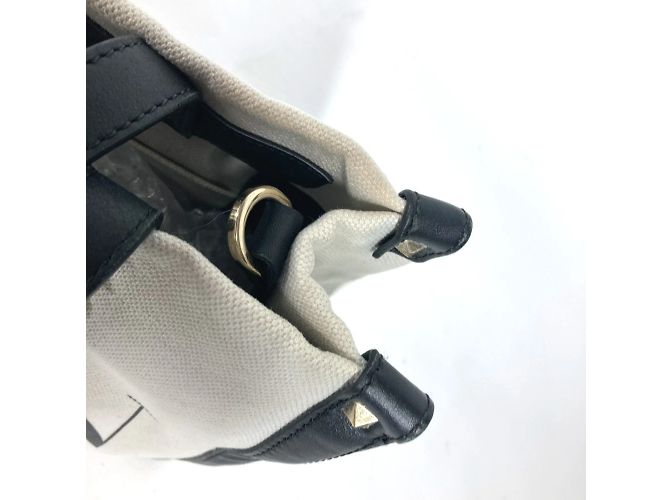 Valentino Canvas Schultertasche Schwarz Weiß - Ansicht 10