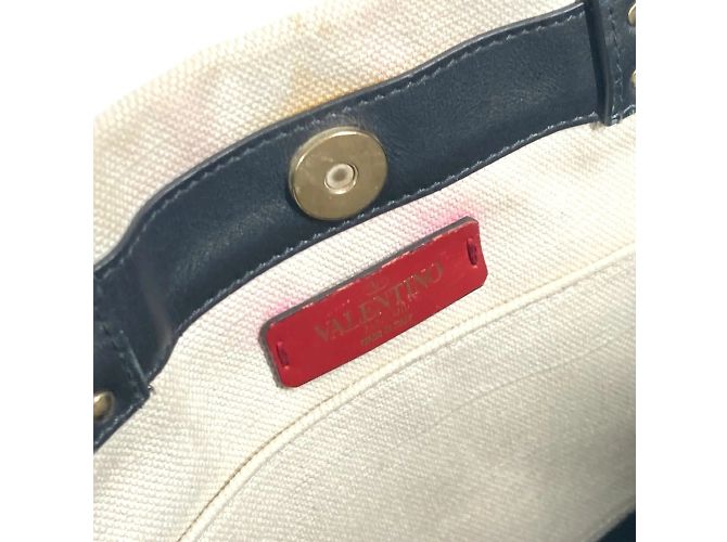 Valentino Canvas Schultertasche Schwarz Weiß - Ansicht 14