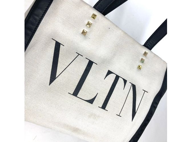 Valentino Canvas Schultertasche Schwarz Weiß - Ansicht 8