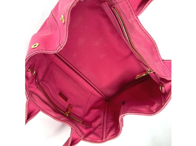 Tote Prada 1BG642 Borsa M Logo Canapa Rosa - vista 12