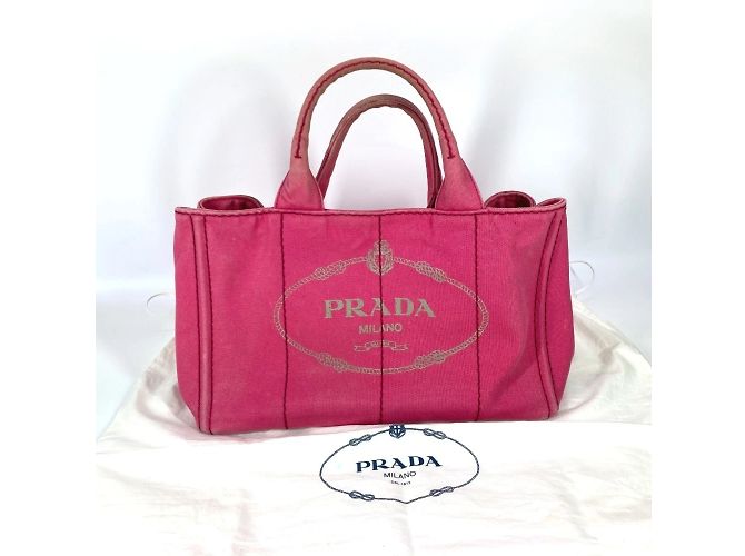 Tote Prada 1BG642 Borsa M Logo Canapa Rosa - vista 18